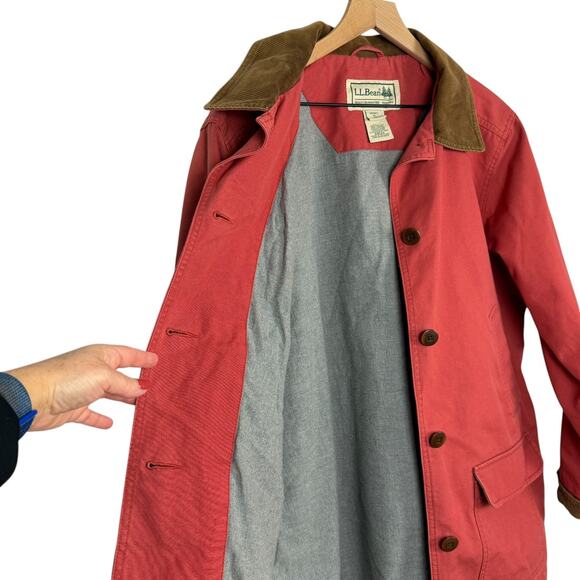 Vintage L.L. Bean Womens Red XL Duck Canvas Barn Chore Coat Flannel Lined Jacket - Picture 5 of 12
